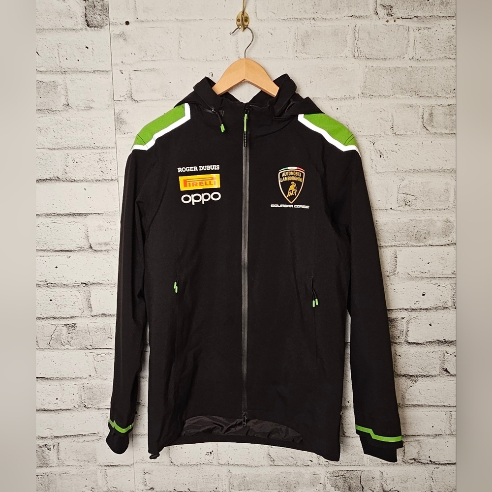 Lamborghini Squadra Corse Racing Hooded Jacket Pirelli Black Green Small